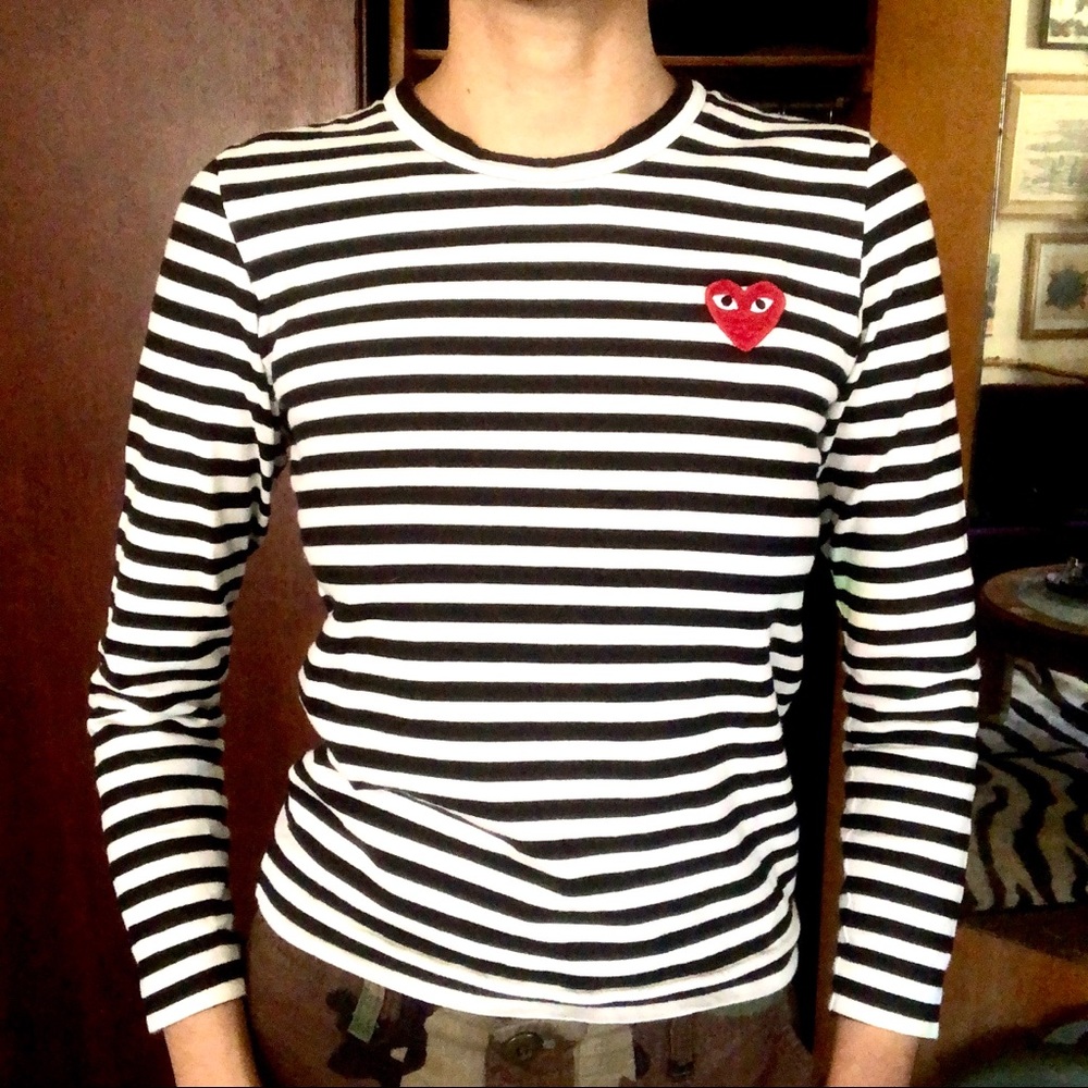 COMME des GARÇONS PLAY black and white striped Tee
